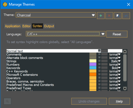 UltraEdit's Theme Manager