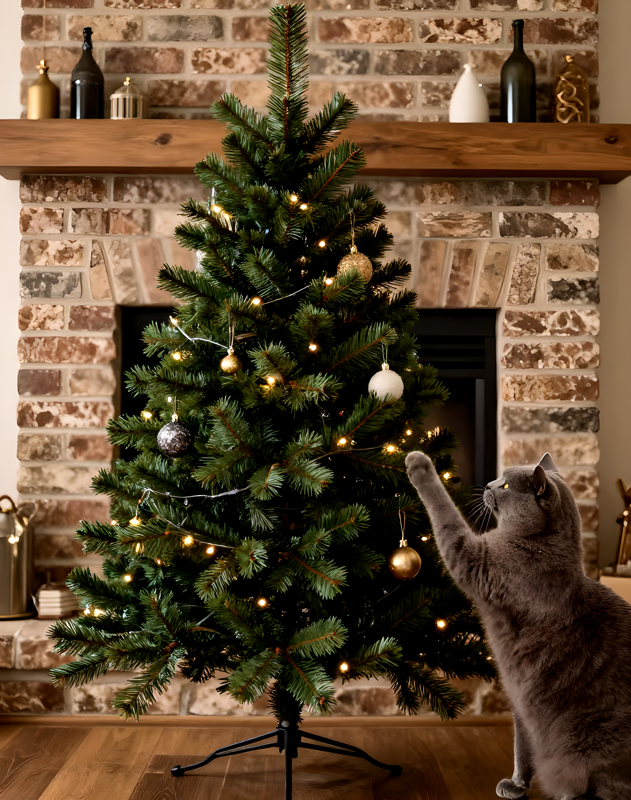 Christmas Tree in danger with cat