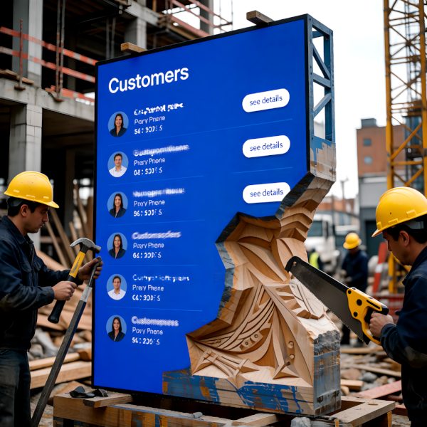 Construction workers building a custom CRM